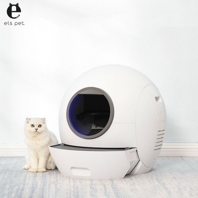 Elspet 4L Smart Kattentoilet Automatisch Zelfreinigend Kattentoilet Afgesloten Kattenbak Kattenbak Automatisch Smart APP Afstandsbediening Zandbak Slient UV Desinfectie