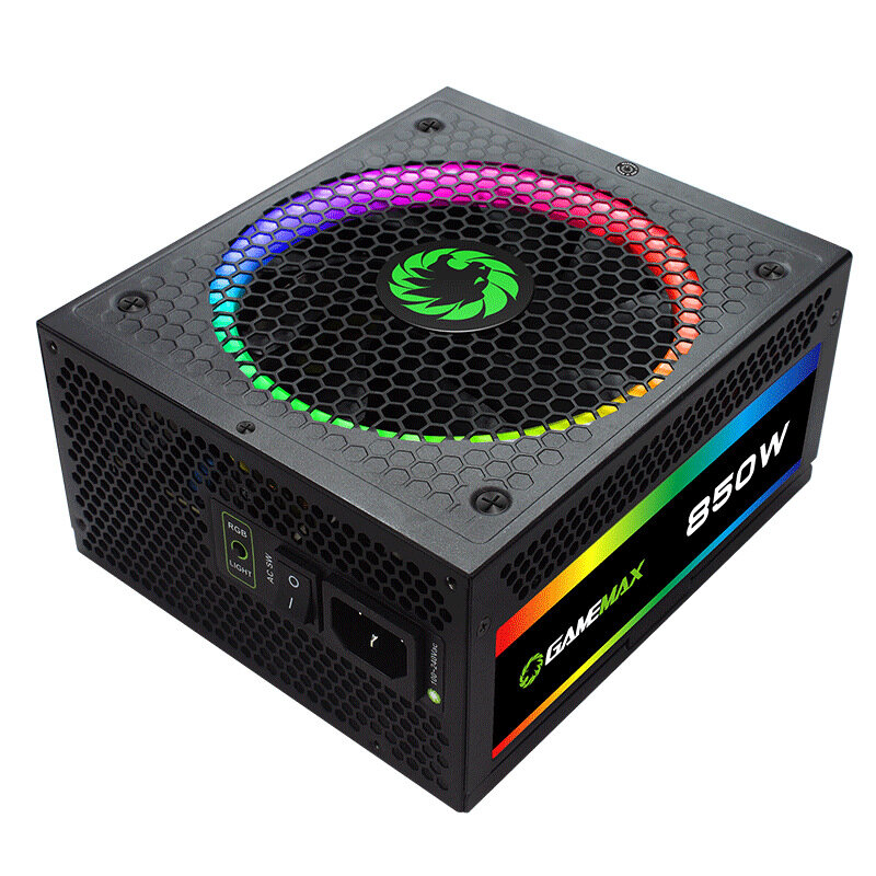 

GameMax 850W RGB Power Supply Fully Modular 80 Plus Gold PSU PFC Silent Fan ATX Computer SATA Gaming Rainbow PC Power Su