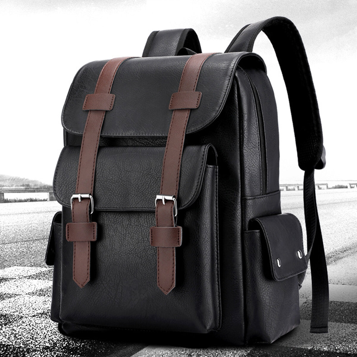 Men Leather School Backpacks Outdoor Travel Satchel Shoulder Bag Rucksack Satchel Handbag