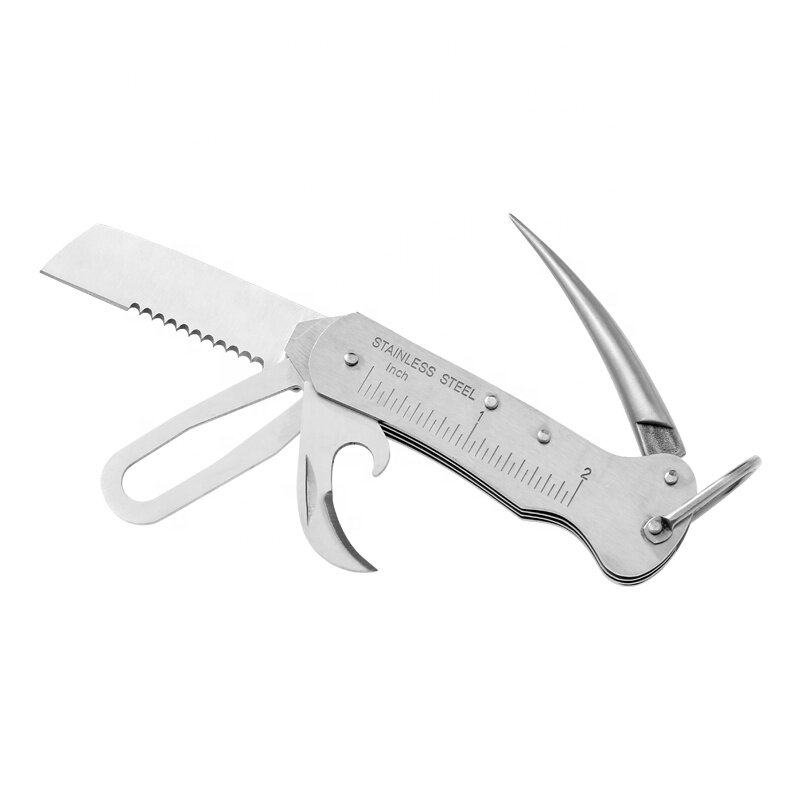 KSHIELD 7-σε-1 Πολυλειτουργικό μαχαίρι κάμπινγκ από ανοξείδωτο ατσάλι με πριόνι, ανοιχτήρι μπουκαλιών, πολλαπλής χρήσης εργαλείο τσέπης