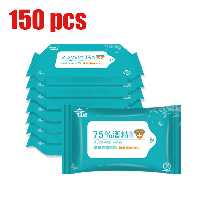 150 Pcs 75% Medical Alcohol Wipes 99.9% Antibacterial Disinfection Cleaning Wet Wipes Disposable Wipes for Cleaning and Sterilization in Office Home School Swab