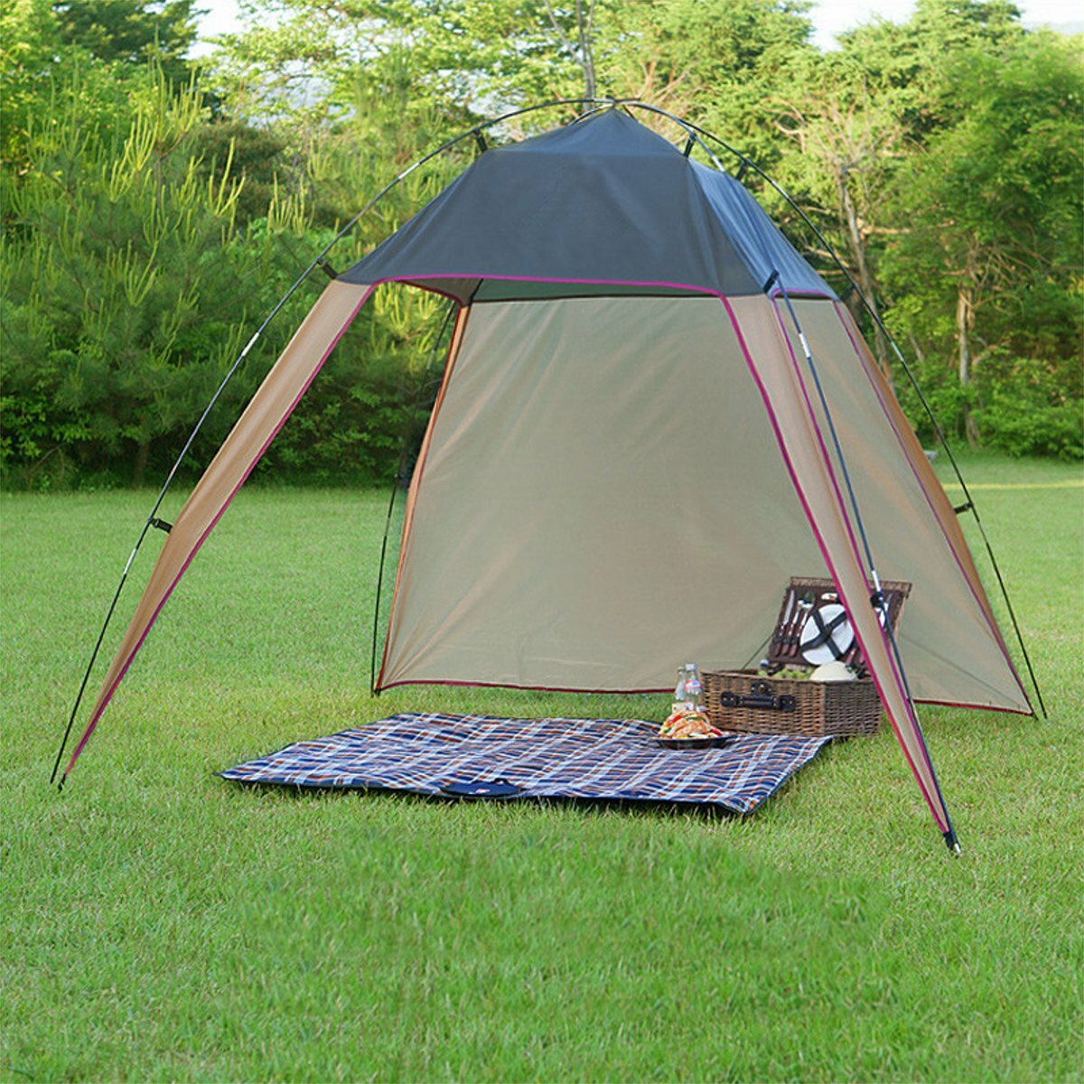キャンプ、ピクニック、ビーチ用の軽量テント、風よけの大きなオーニング。