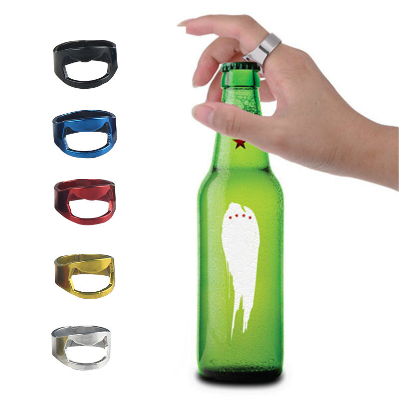 IPRee® 1 stuk 22 mm kurkentrekker Mini-flesopener Roestvrijstalen vinger ring Blikopener Home Outdoor Keuken Gadgets.