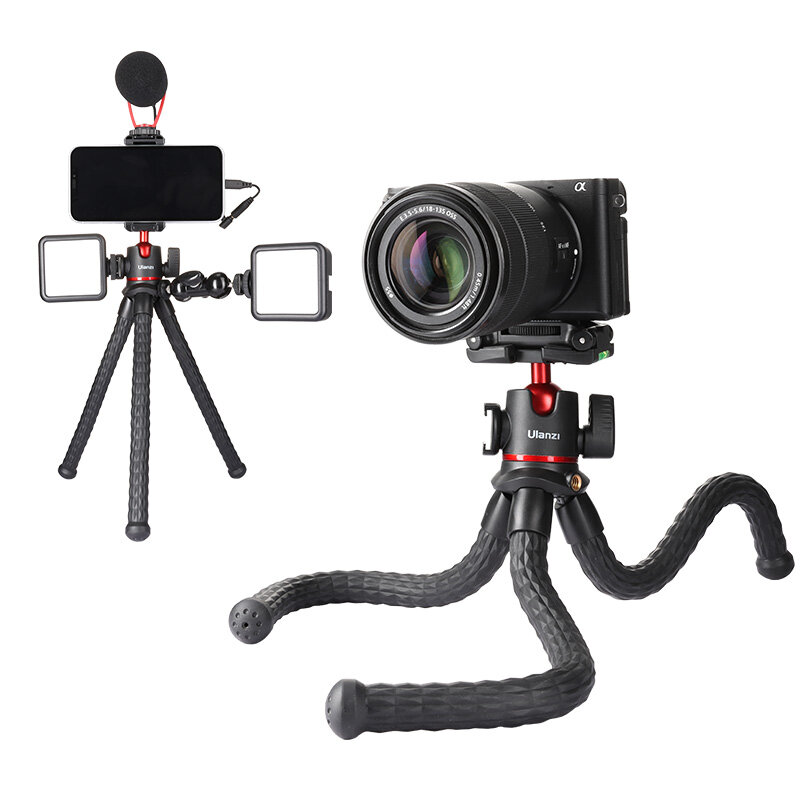 ULANZI MT-33 2 in 1 Flexible Mini Octopus Tripod with Cold Shoe Phone Clip Mount Ball Head for Smart