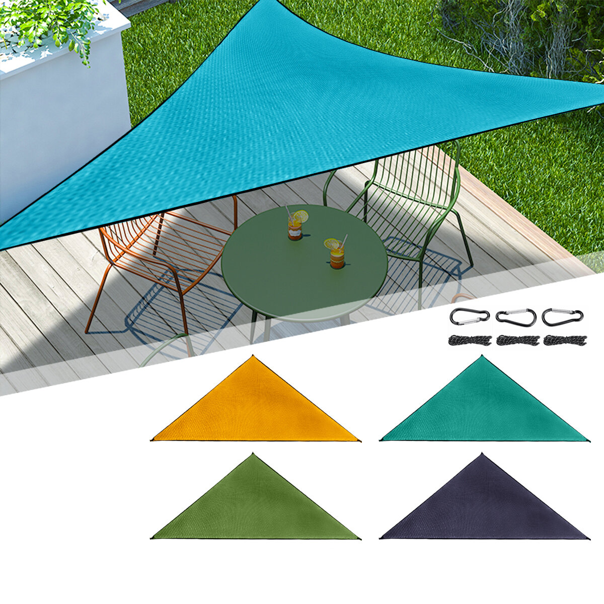 6x6x6m Sunshade Awning Waterproof Canopy Cover UV-proof Swimming Yard Beach Garden Patio Sail