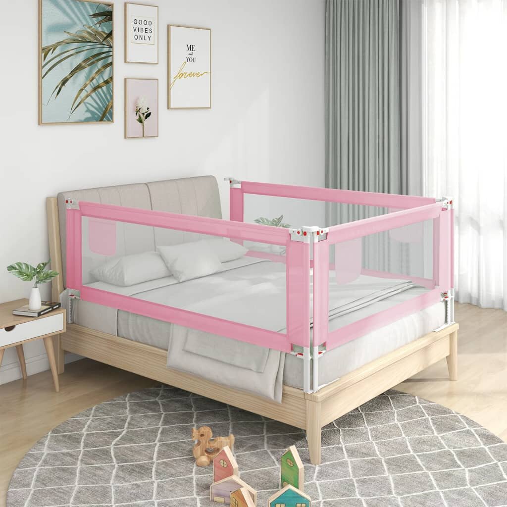 

[EU Direct] vidaxl 10206 Toddler Safety Bed Rail Pink 200x25 cm Fabric Polyester Children's Bed Barrier Fence Foldable H