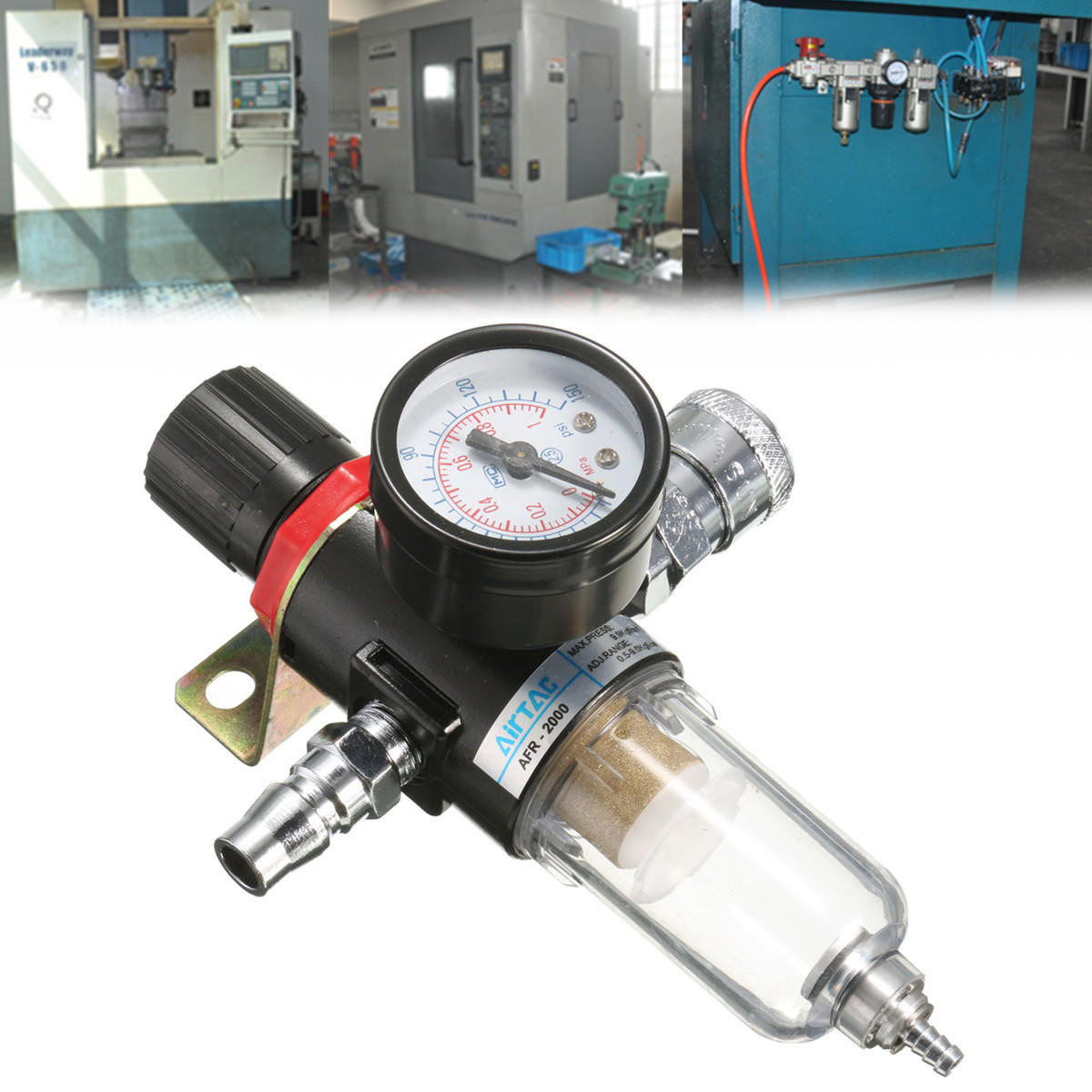 JJDD AFR-2000 AL-2000 Double régulateur de Filtre à air compresseur réduction de Pression d'huile Séparation d'eau 1/4 