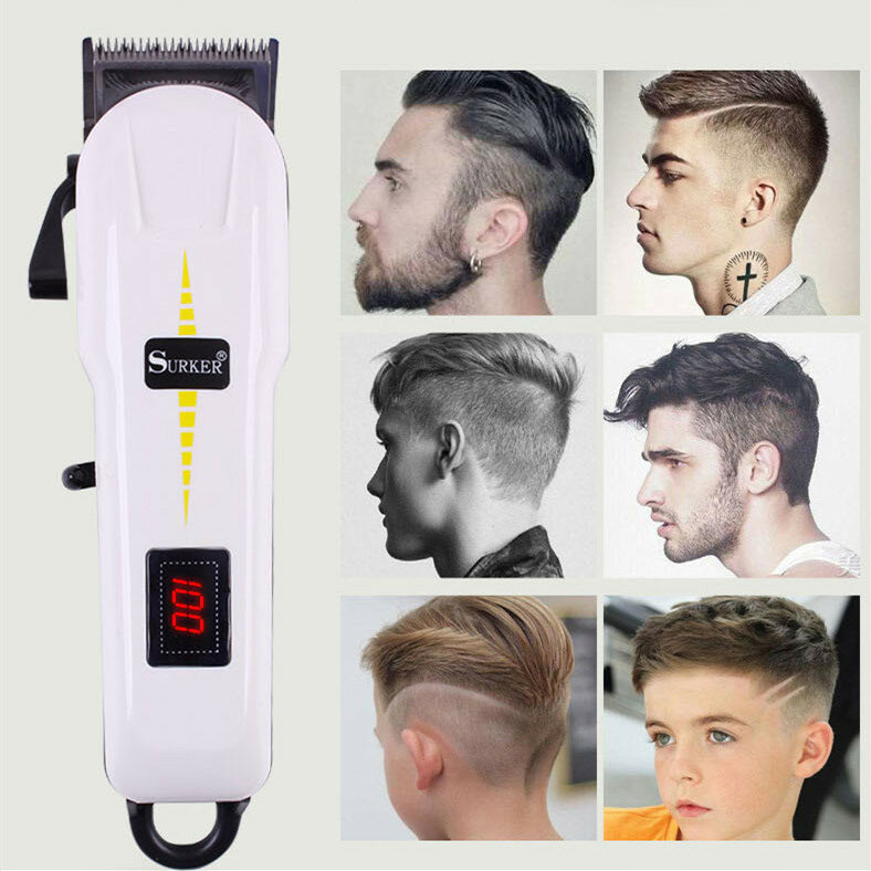 

Surker Professional Cordless Волосы Clipper Barber Волосы Автомат для резки LED LCD Дисплей Электрический Волосы Триммер