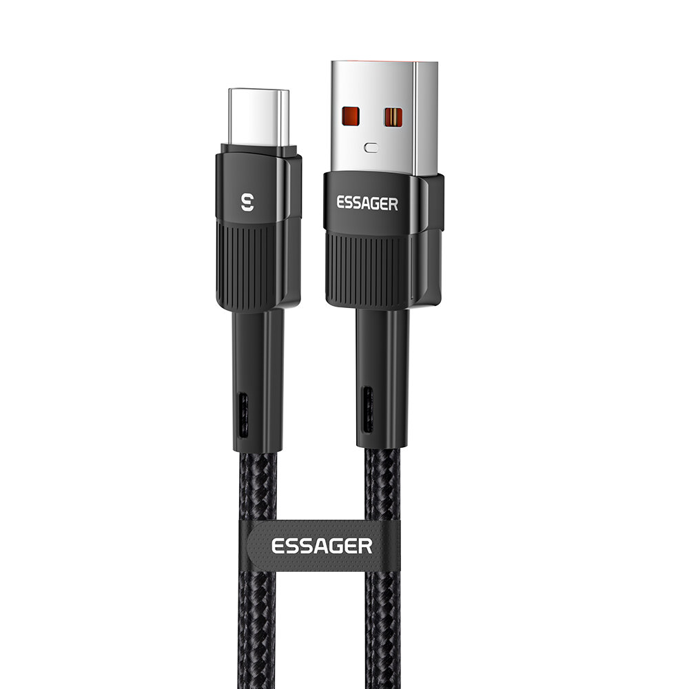 

ESSAGER 7A USB-A to Type-C Cable QC VOOC SCP MTK PE AFC Fast Charging Data Transmission Copper Core Line 1M/2M Long for