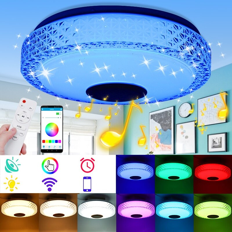 

220V RGB LED Music Ceiling Lamp Dimmable bluetooth APP+Remote Control Kitchen Bedroom