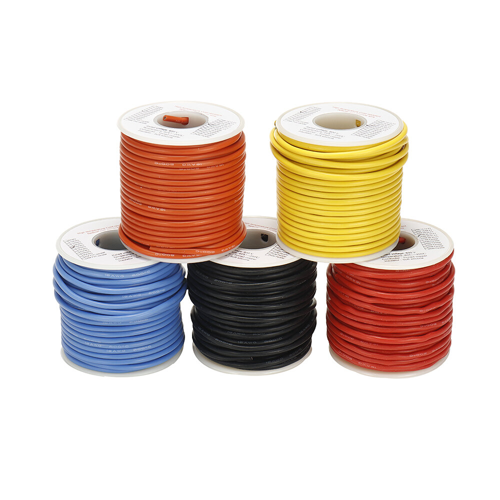 

EUHOBBY 20m 16AWG Soft Silicone Line High Temperature Tinned Copper Wire Cable for RC Battery