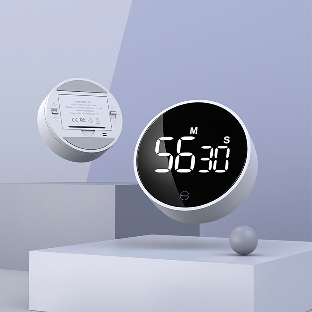 XIAOMI MIIIW Mute Timer Alarm Clock Rotating Timing LED Display Kitchen Digital Timer Magnetic Suction Home Cooking Stud