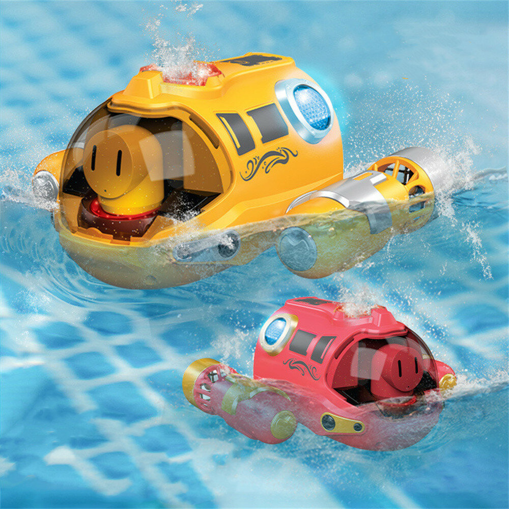2.4G Mini RC Boat Submarine Spray Light Waterproof Rechargeable Electric Remote Control Speedboat Gifts Water Toys Children