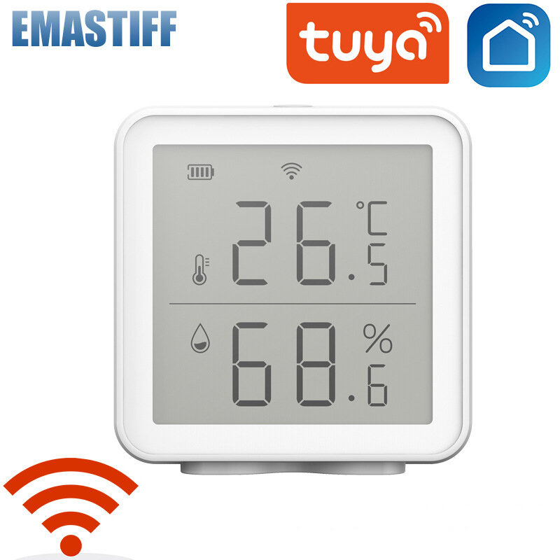 EMASTIFF Tuya WIFI Smart Temperature and Humidity Sensor LCD Display Wireless Temperature and Humidity