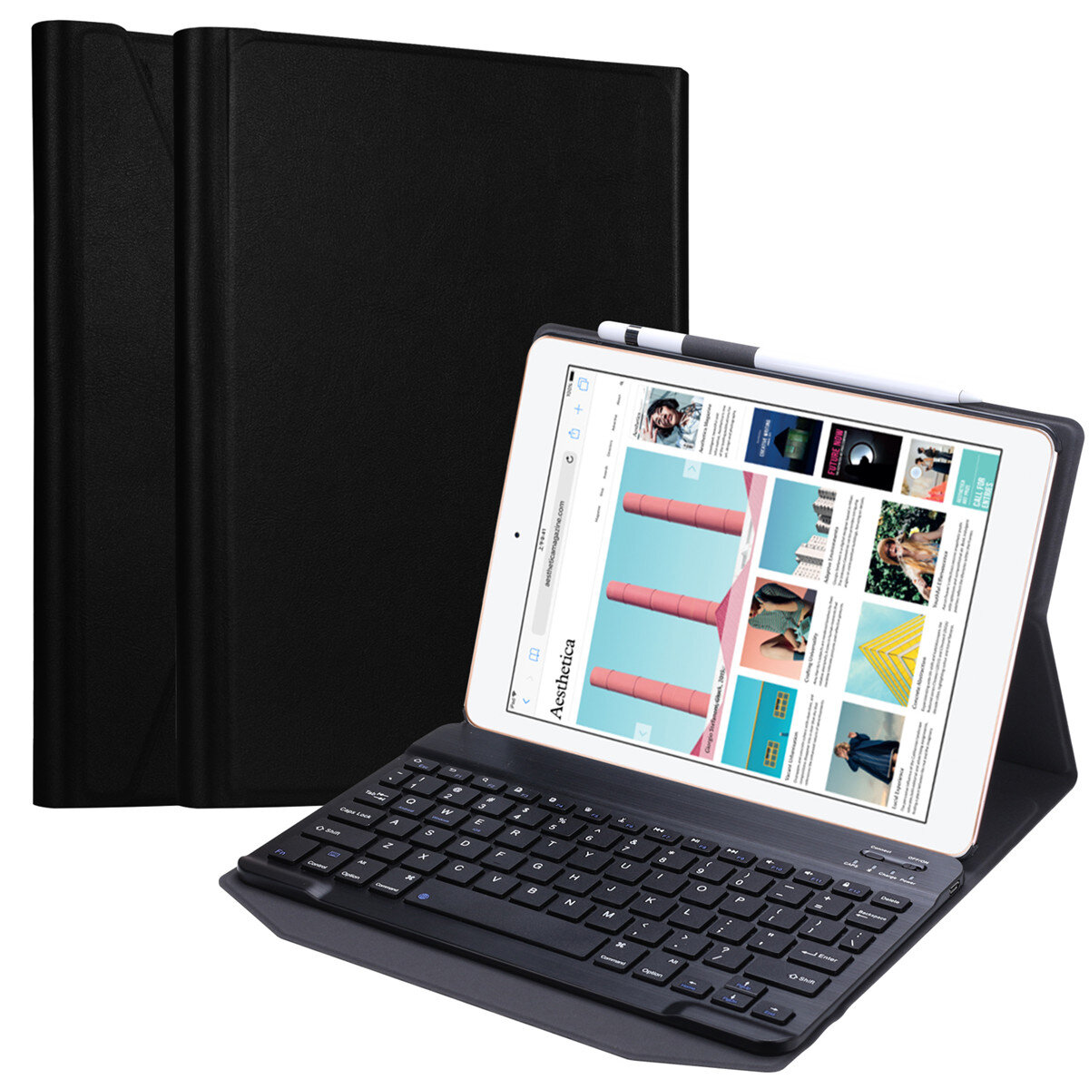 2 in 1 Wireless bluetooth Keyboard Wear-Resistant PU Leather Flip Foldable Full Cover Protective Cas