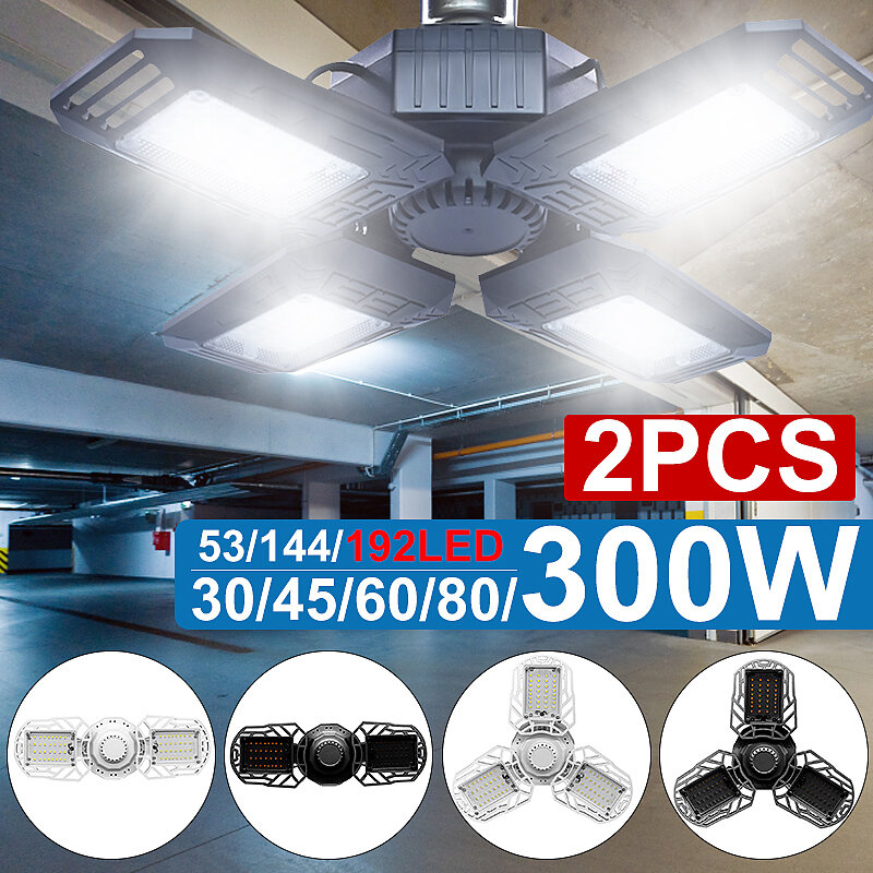 LED Garage Light 360 Degrees Deformable 2835 Led Ceiling Light For Workshop Folding Four-Leaf Deform