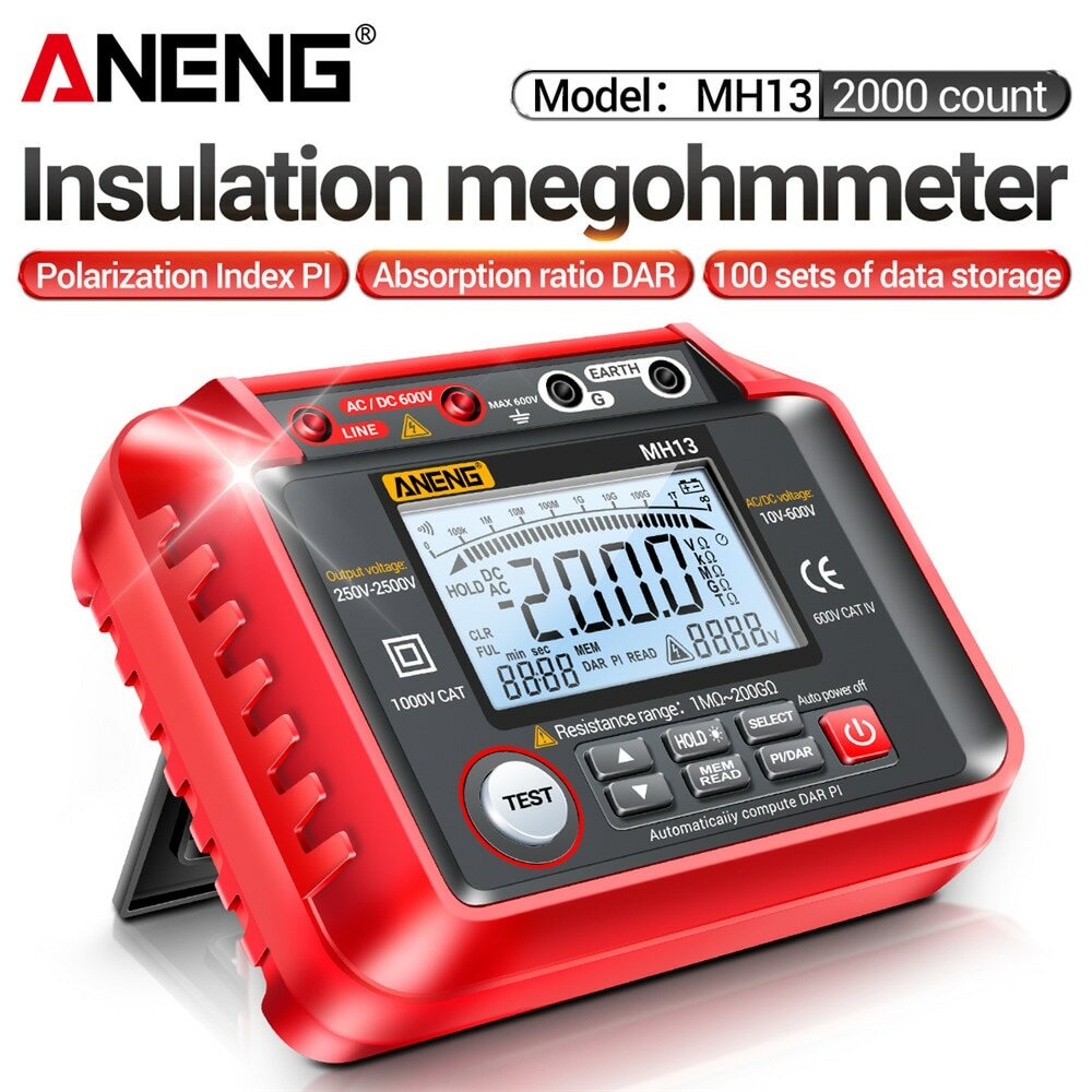 

ANENG MH13 Megohmmeter Ohm Tester Digital Multimeter Megometro Insulation Earth High Voltage Resistance Meter Tester Too