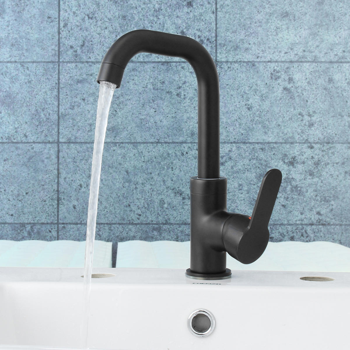 Black Copper Paint Basin Hot and Cold Faucet Kitchen Sink Rotatable Water Tap