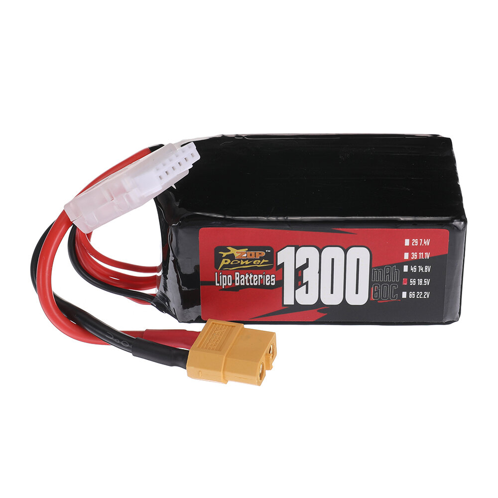 

ZOP Power 5S 18.5V 1300mAh 60C LiPo Battery XT60 Plug for RC FPV Racing Drone Airplane Helicopter