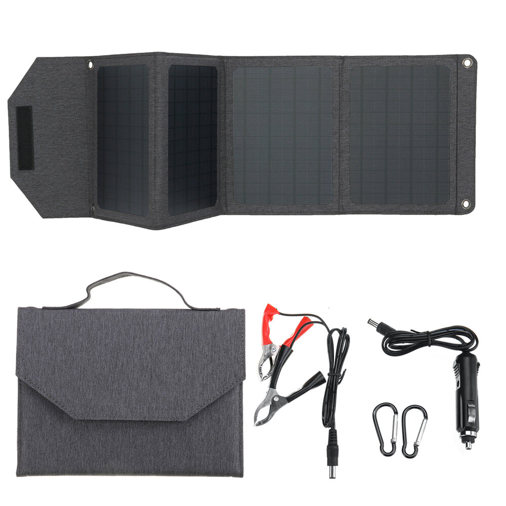 18V 40W opvouwbare zonnelader Dual USB Solar 4-voudige opvouwbare tas DC-poort draagbare 12v batteri