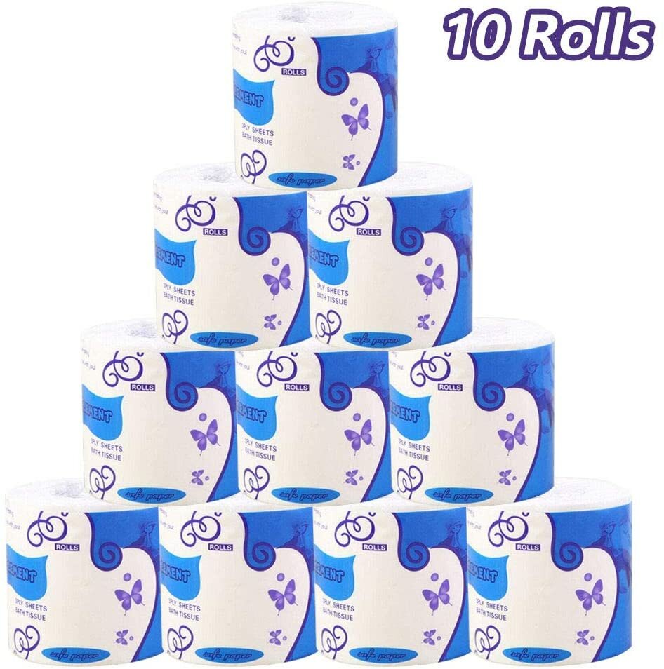 1 Roll/10 Rolls 3-Ply Toilet Paper Bath Tissue Household Bathroom Kitchen Soft White Paper