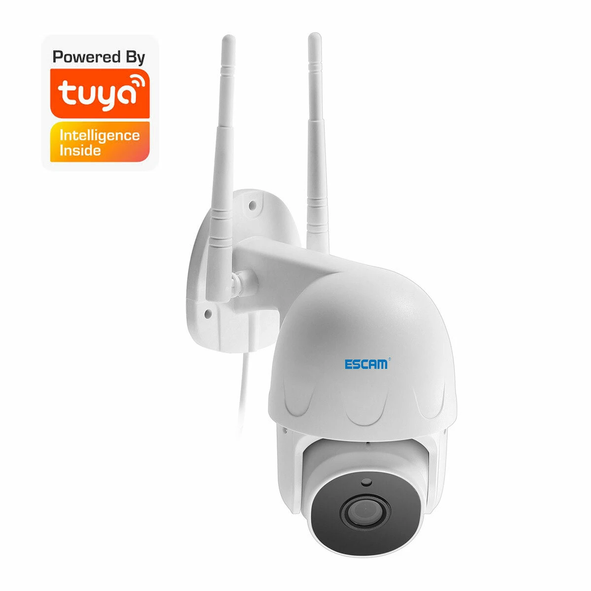 Escam ty100 tuya h.265 wifi ip camera 1080p pan/tilt outdoor two way audio voice alarm wifi camera waterproof night vision surveillance