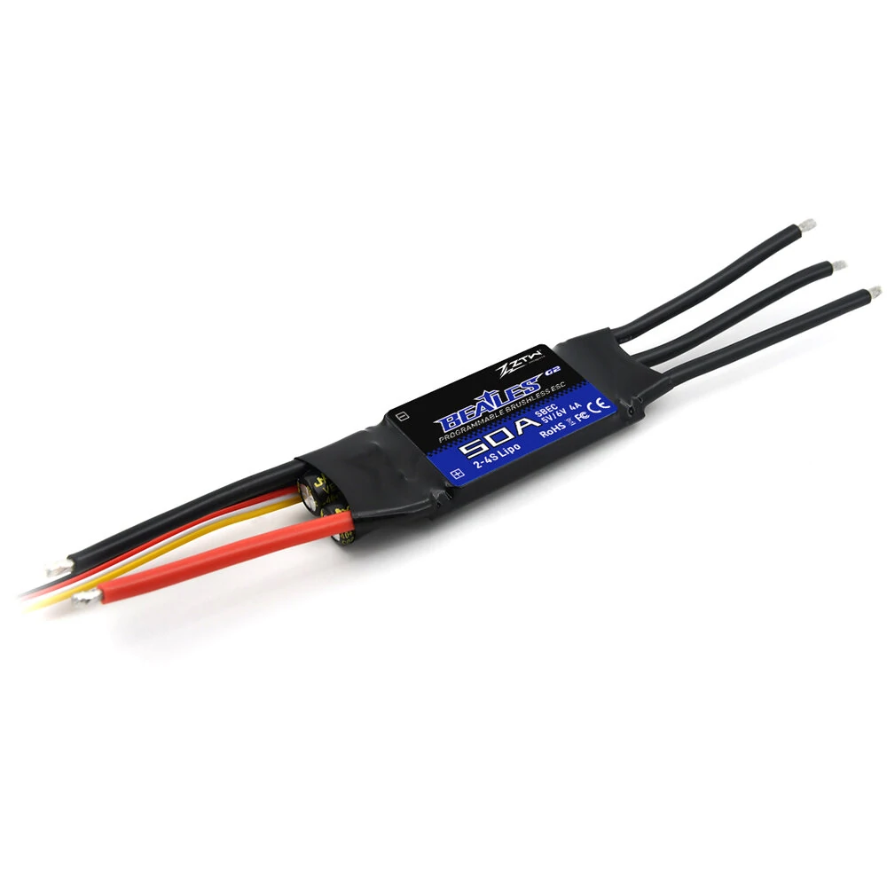 Ztw 32 bit beatles g2 50a 2-4s brushless esc with 5v/6v 4a sbec for fixed wing rc airplane