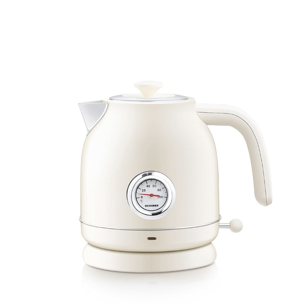 OCOOKER CS-SH01 1.7L / 1800W Retro Electric Kettle with [ Thermometer Display ] Stainless Steel Water Kettle