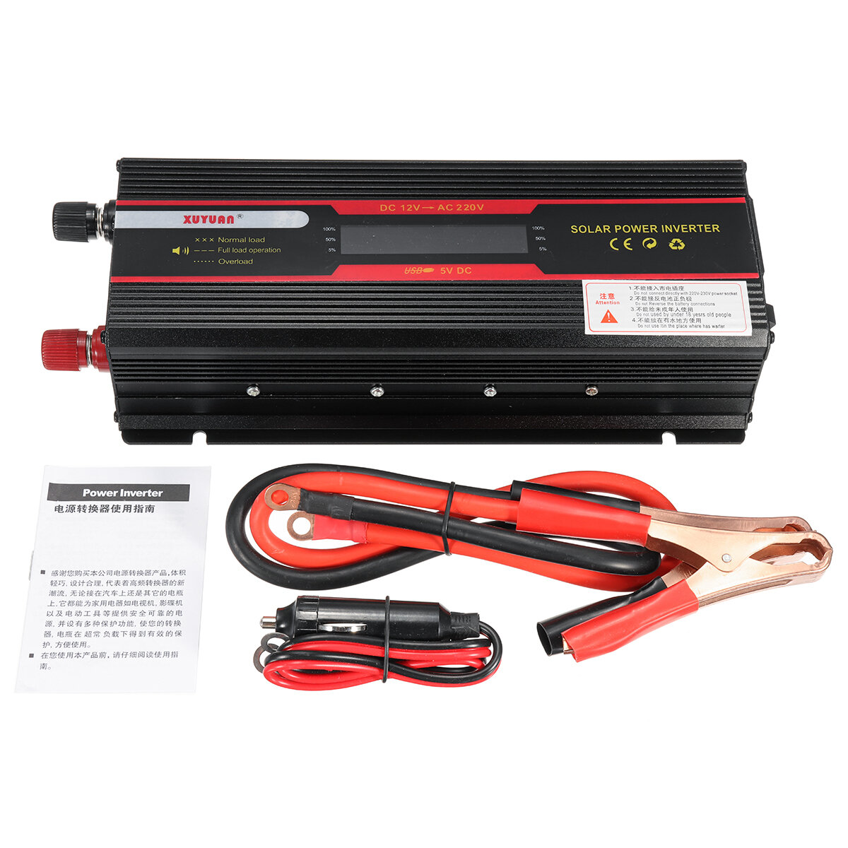 

Xuyuan Dual Voltage Inverter with LCD Display Dual Power Inverter Convert 12V/24V to 220V with Modified Sine Wave for Ca