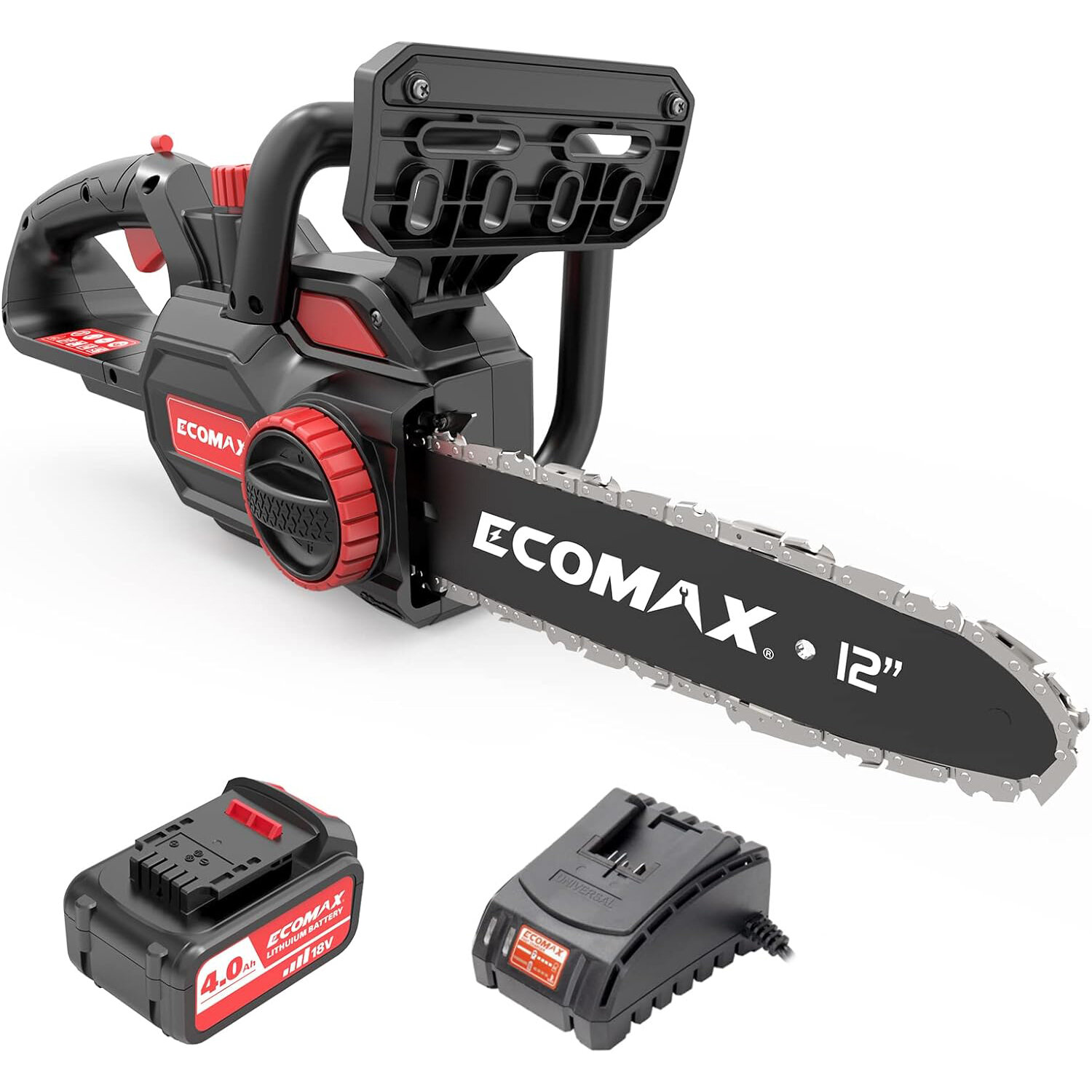

[USA Direct]Ecomax ELG05 Cordless Chainsaw 12-Inch 18V Electric Chainsaw with 4Ah Battery & Fast Charger Powerful Chain