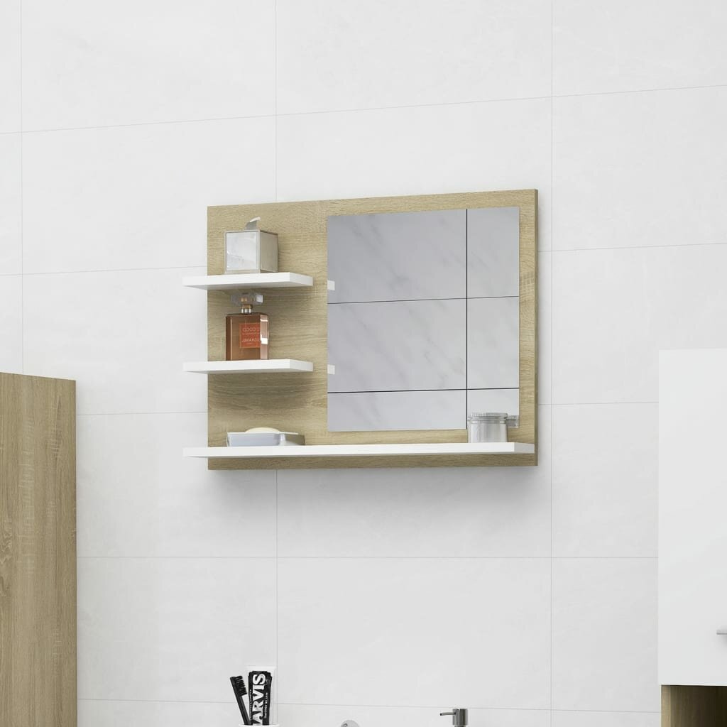 

Bathroom Mirror White and Sonoma Oak 23.6"x4.1"x17.7" Chipboard