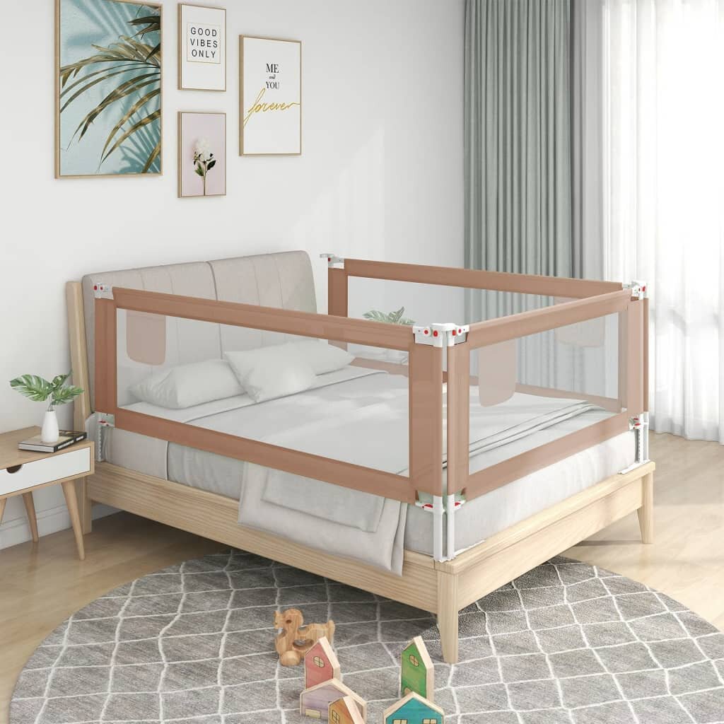 

[EU Direct] vidaxl 10220 Toddler Safety Bed Rail Taupe 150x25 cm Fabric Polyester Children's Bed Barrier Fence Foldable