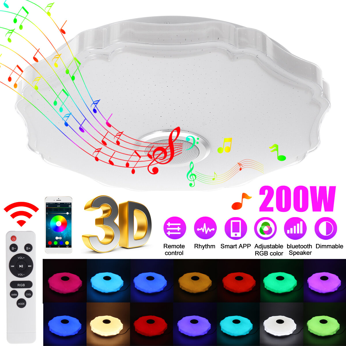 100 240V Full Color Light Bluetooth Music Ceiling Light Bluetooth APPRemote Control