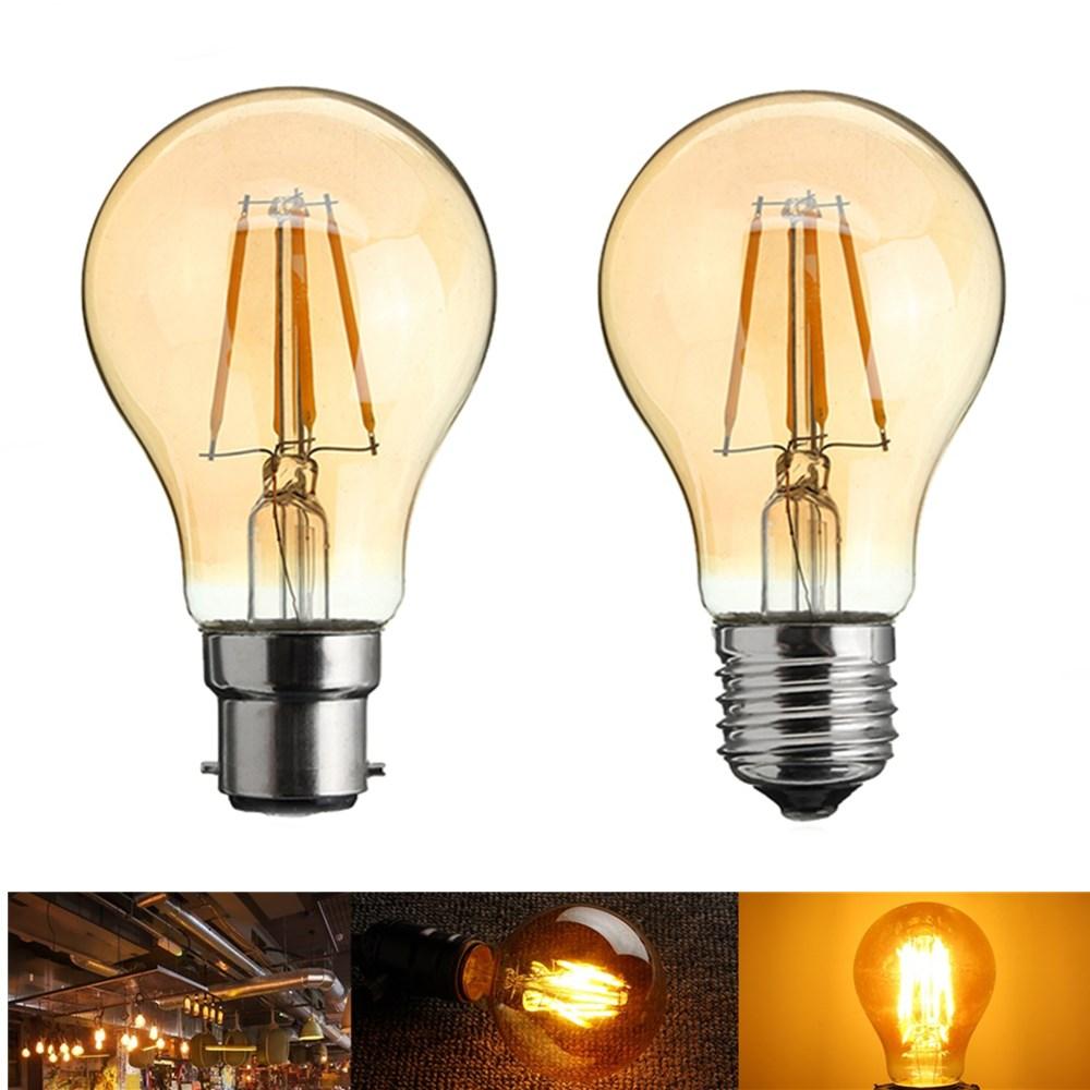 A60 E27/B22 4W Retro LED Filament Incandescent Light Bulb for Bedroom Decoration AC220-240V