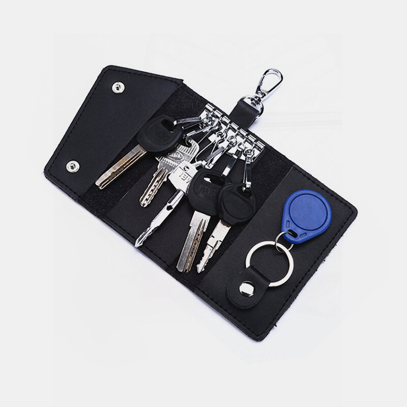 Men Genuine Leather Retro Fashion Car Key Storage Bag Hanging Keychain Wallet