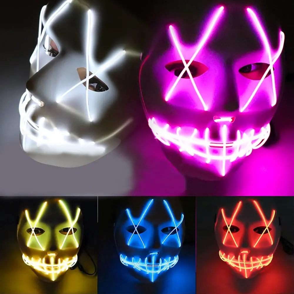 Halloween ghost slit pleasure luminous light el line mask fashion mask clothing mask party