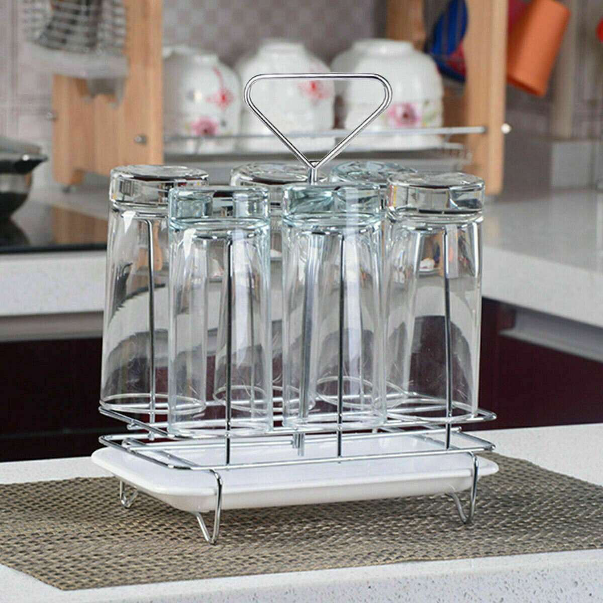 Kitchen Glass Cup Rack Water Mug Draining Drying Organizer Drain Holder Stand 