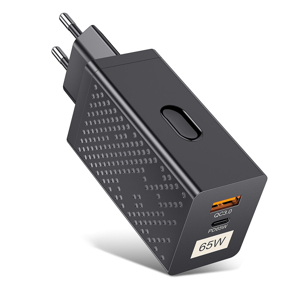 

[GaN Tech] USLION PD65W 2-Port USB PD Charger USB-A+USB-C PD QC3.0 SCP FCP AFC PPS Fast Charging Wall Charger Adapter EU