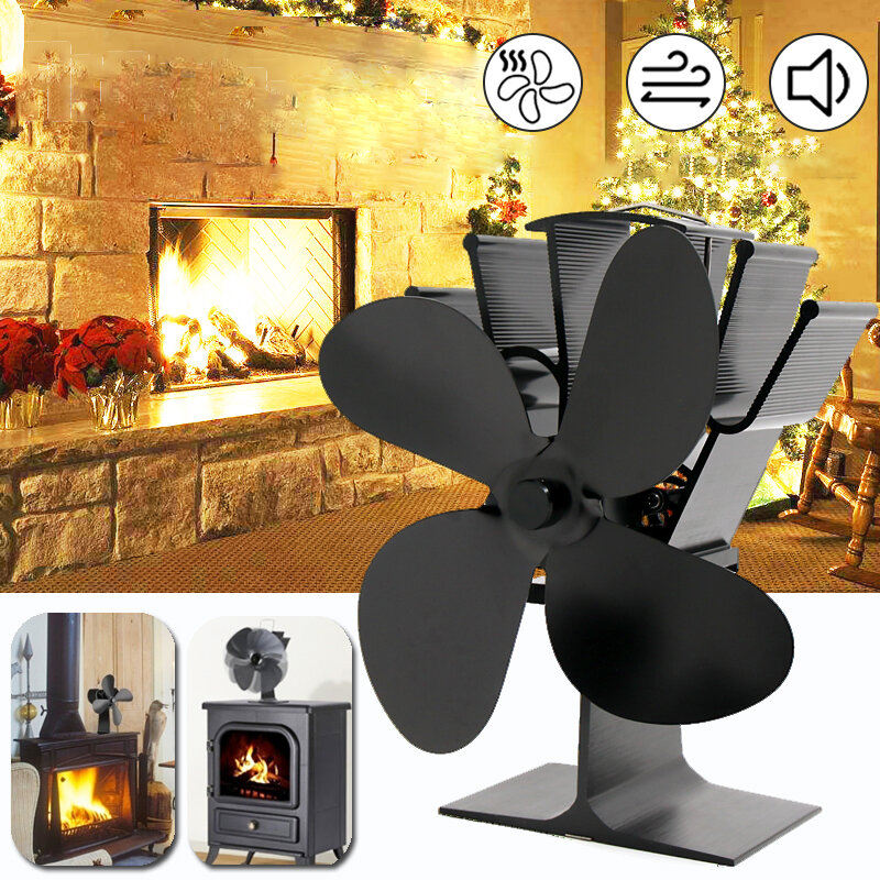 IPRee® 8.8インチ4枚羽根の暖炉ファン、冬の熱力ファン、エコフレンドリーで静か