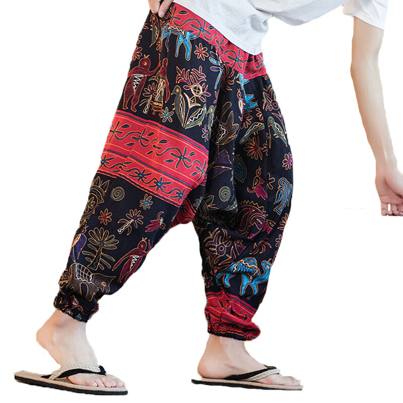 Incerun men ethnic printing loose casual harem trousers Sale - Banggood.com