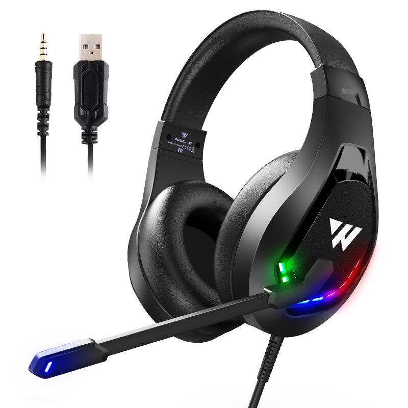 

WINTORY M6 RGB Gaming Headphone 50mm Driver 3D Stereo Surround Noise Canceling Wired Headset with Omnidirectional Microp