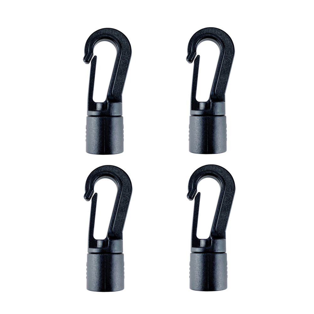 BSET MATEL 4PCS Kayak Plastic Buckle Bungee Shock Tie Cord Hook Quick Connect Rope Terminal Hanging Ends Lock Clip Cloth
