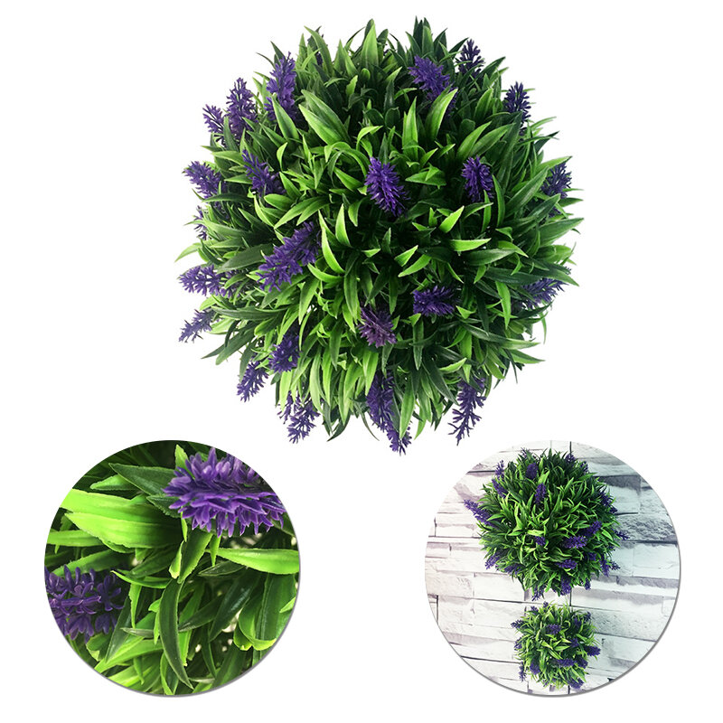 Kunstmatige lavendel Long Leaf Topiary Flower Ball opknoping mand Plant Garden Home Decor