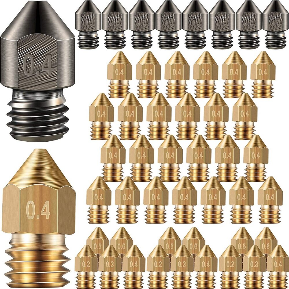 SIMAX3D® 15/34/48PCS 0.2-0.6mm MK8 Extruder Nozzle Hardened Steel Brass Nozzles for 3D Printer