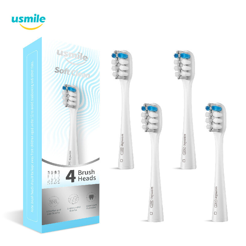 Usmile 4PCS Soft Grey Electric Toothbrush Heads Replacement Brush Heads For Sensitive Gums Works Wit