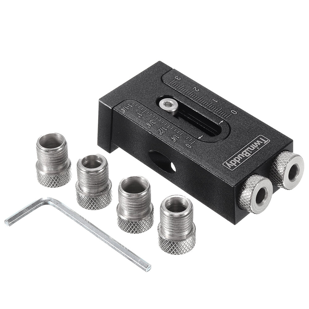 

6/8/9.5mm Pocket Hole Jig System Kit Adjustable Aluminum Alloy Oblique Hole Positioning Locator Drill Guide Woodworking