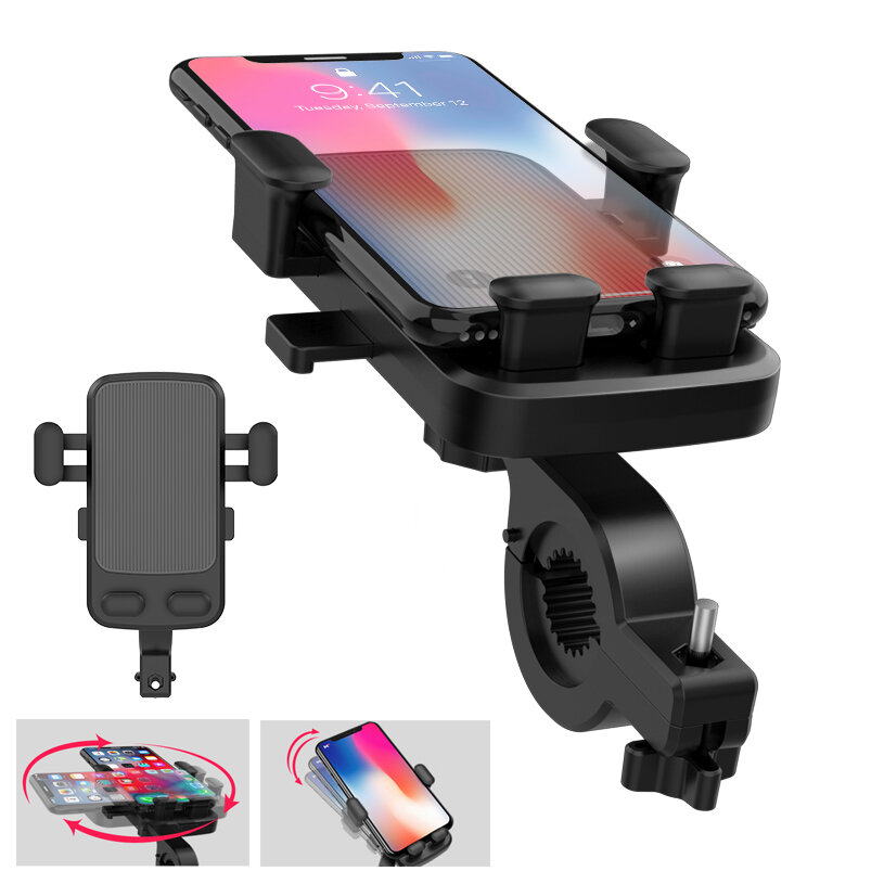 

Bakeey M1 360° Rotation Mechanical Lock Motorcycle Bicycle Handlebar Mobile Phone Holder Stand for Devices between 4.7-6