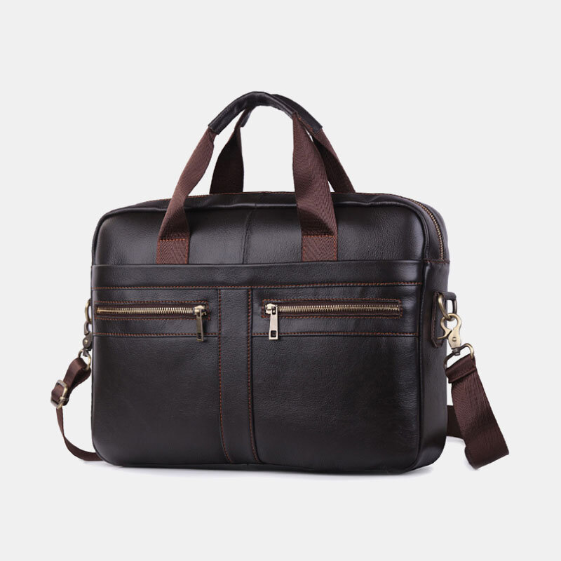 Men Genuine Leather Multi-function Retro Large Capacity Travel Handbag Cross Body Bag