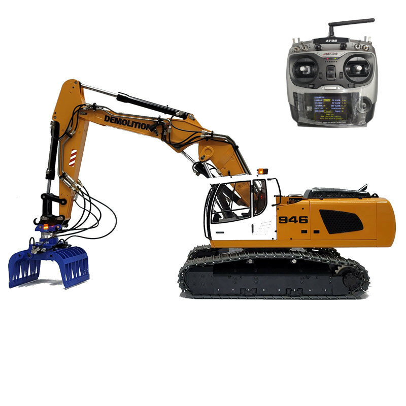 946-3 1/14 12CH Simulation RC Hydraulic Heavy Excavator Metal Vehicle Model with Adjustable Boom and