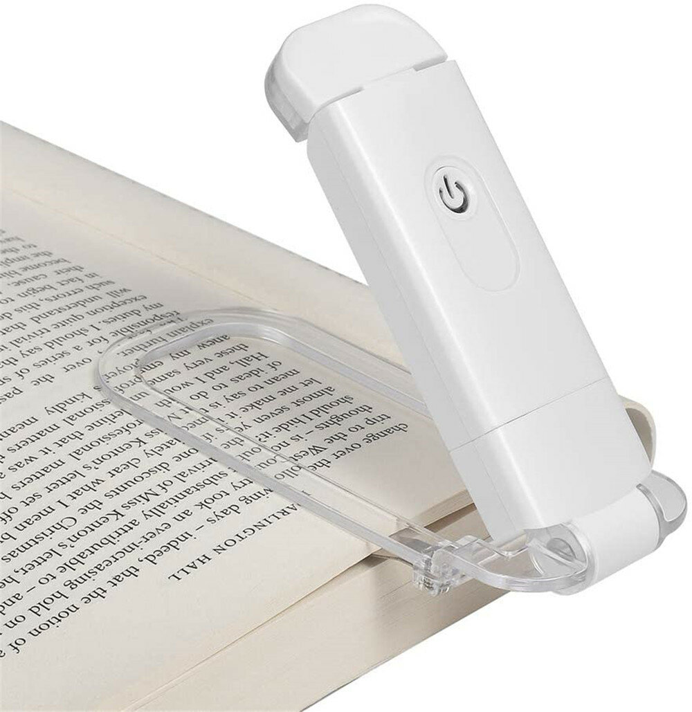 USB Rechargeable Book Reading Light Warm White Brightness Adjustable for Eye-Protection, LED Clip on Book Lights, Portab